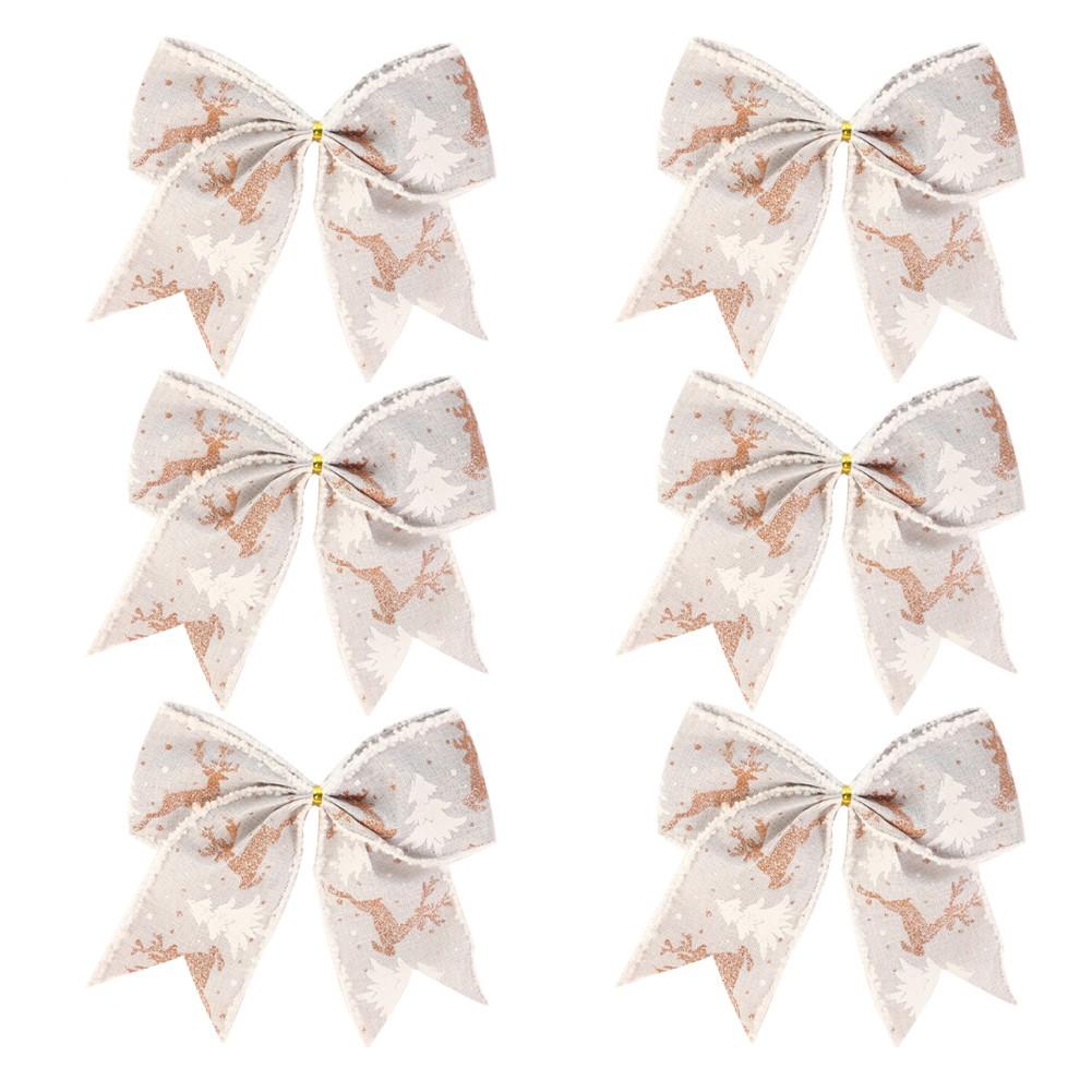 

Bold and Beautiful Red Linen Christmas Bows 6Pcs for Tree and Wreath Decor