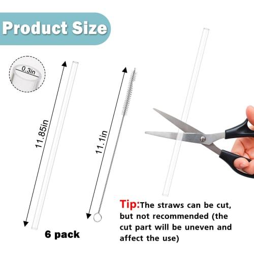 XANGNIER Replacement Straws, 6-Pack for Stanley Tumblers, Clear Plastic Long Straws with Cleaning Brush, Compatible with Stanley Adventure Quencher an