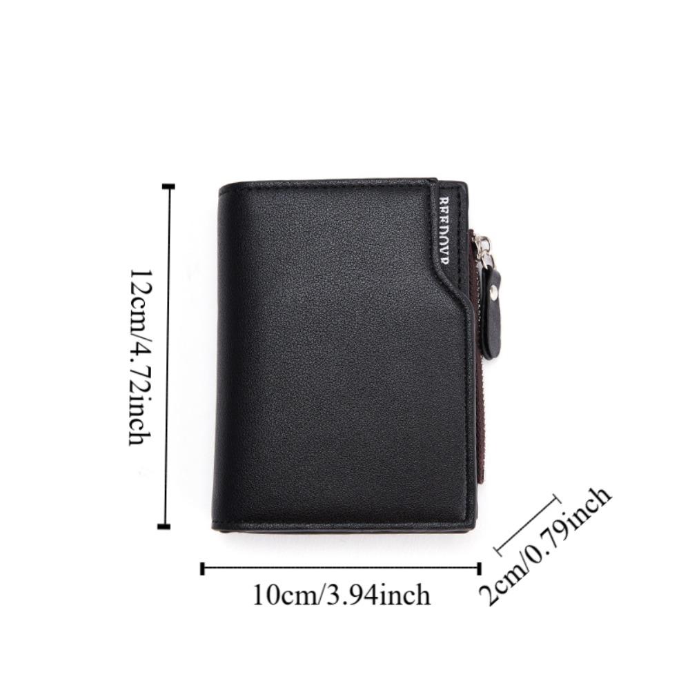 Zipper Men Coin Purse Waterproof Business Card Holder Fashion PU Leather Wallet Business