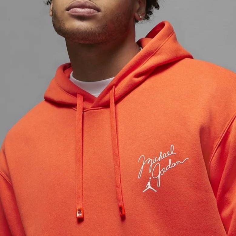 Jordan Letter Print Drawstring Hoodie Men Hoodies Orange DV7576-817