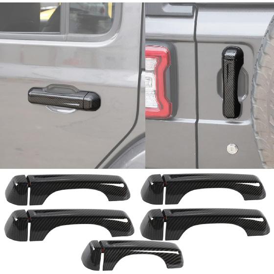 YOCTM 10PCS Door Tailgate Handle Covers Trim Compatible with Jeep Wrangler JL JLU 4XE 2018-2025 Decoration Exterior Accessories (Carbon Fiber Look) Carbon Fiber Look