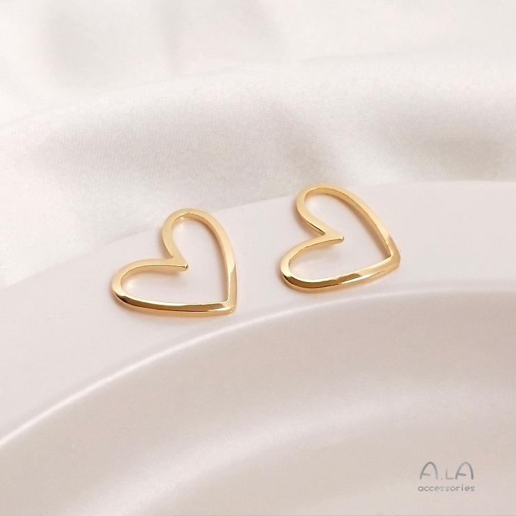 14K Gold-Filled Openwork Curved Heart DIY Jewelry Connecting Components 