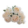Artificial Rose Bouquet Realistic Fake Silk Flower with Green Leaves Home Wedding Party Table Centerpiece Indoor Outdoor Faux Bloom Decoration