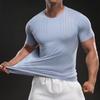 58883 Sommer 2025 American Casual Kurzarm Mode Sportlich Slim Elastisch Fitness Outdoor Rundhals T-Shirt Herren