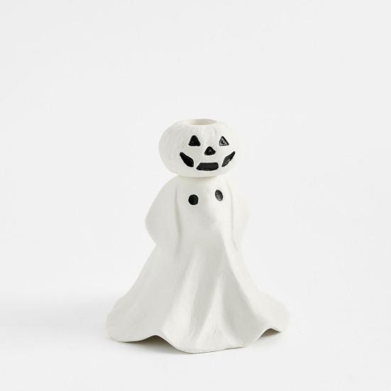 Halloween Ghost Taper Candle Holder Spooky Resin Ghost Pumpkin Tapered Candlestick Holder for Halloween Wedding Party Office Home Table Decor
