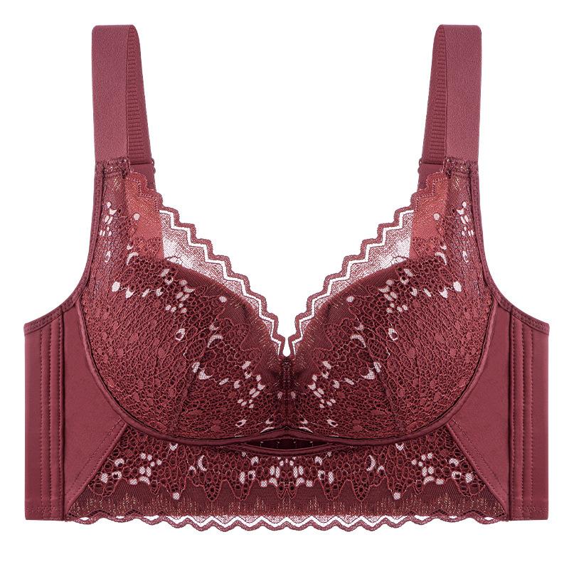 

Дышащий регулируемый бюстгальтер с собранной верхней поддержкой, предотвращающий провисание, большого размера, без косточек 42/95B вино красного