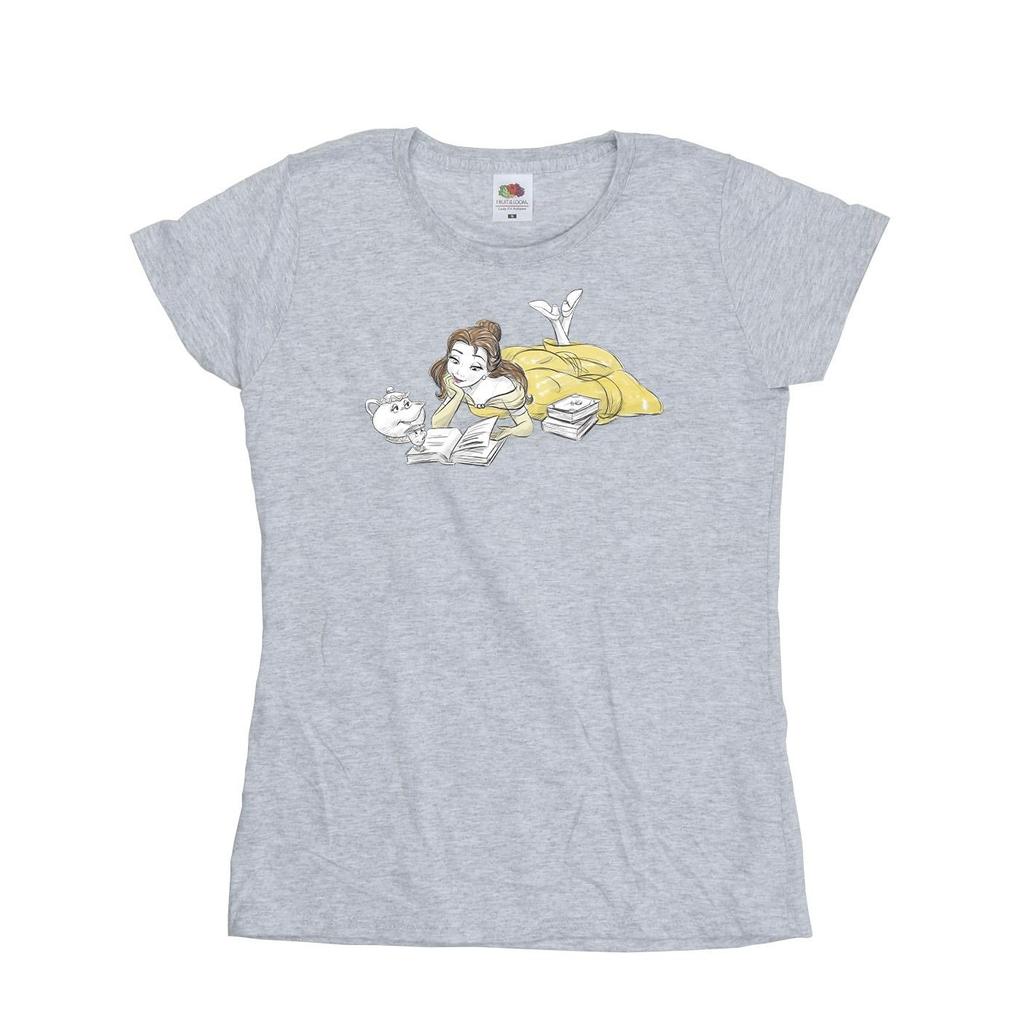 Disney Womens/Ladies Beauty And The Beast Belle Reading Cotton T-Shirt