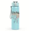 1PC Faint band crowd sketch print 750ml colorful plastic sports water bottle leakproof pop up lid with straw for outdoor work home use