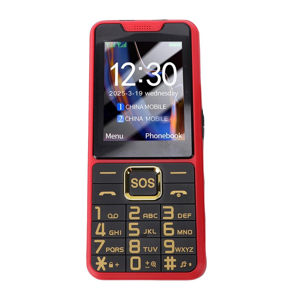 Large Buttons Cell Phone 4G LTE Unlocked with SOS Key 2500mAh Dual SIM MP3 Calling SMS Functions Internet Red