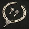 Baroque Style Bridal Jewelry Set Rhinestone Pearl Necklace Water Drop Necklace Earring Set  Girls