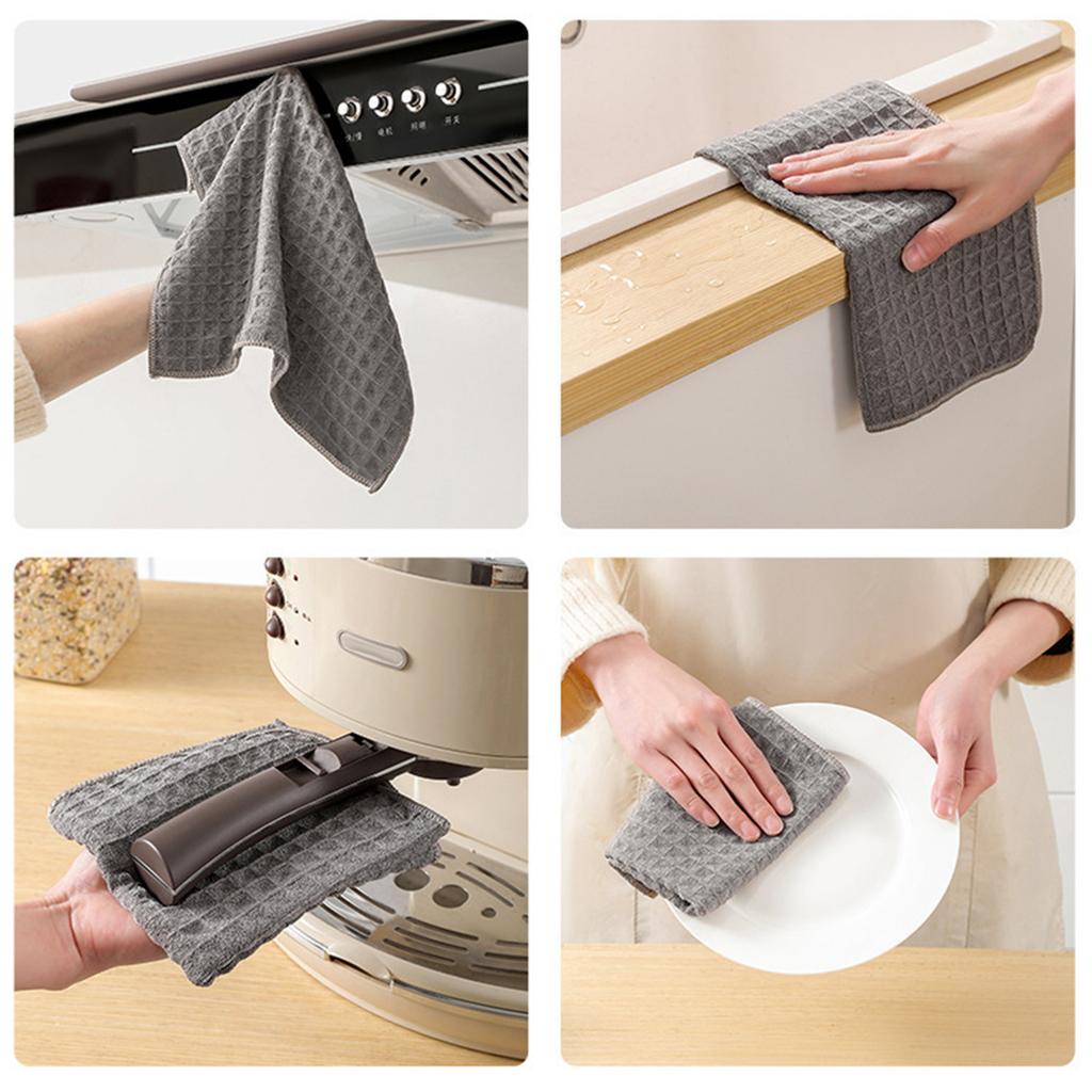 6Pcs Fiber Dish Cloth Breathable Towel High Absorbency Cleaning Cloth Non Scratch Surface Cleaning Wipe for Home and Kitchen