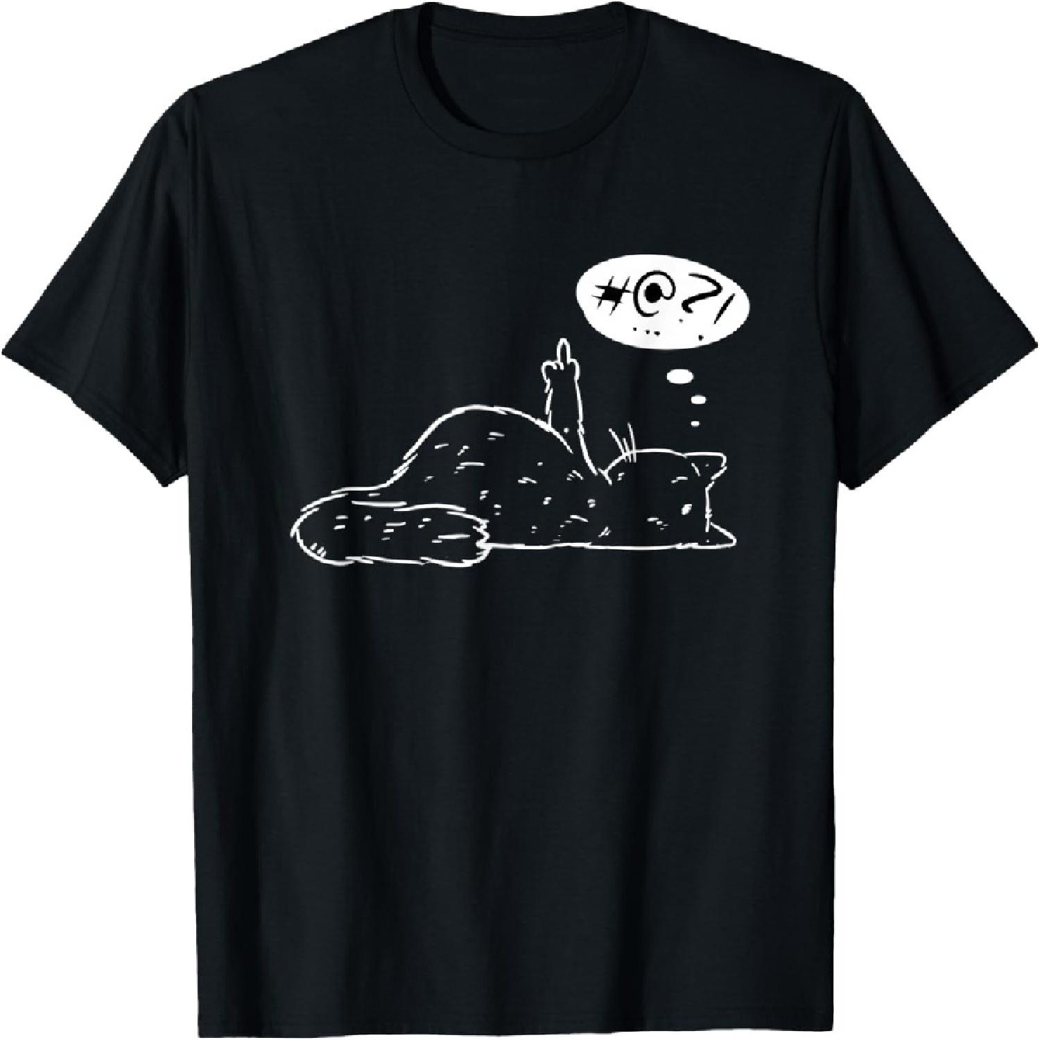 Grumpy Stubborn Cat Middle Finger Cat Kitty Curse Black Cat Men Women T-Shirt S