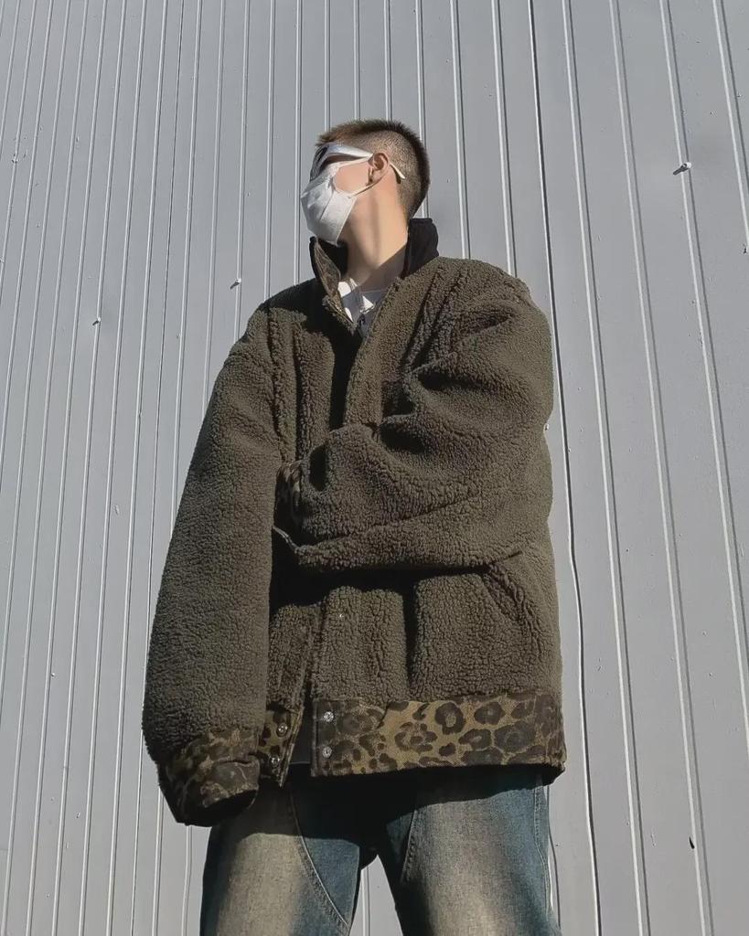 2023 Men's Reversible Leopard Print Cotton Jacket - Trendy Retro European & American Winter Coat