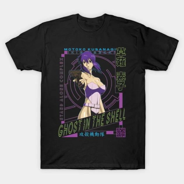 The Major Tee Motoko Kusanagi Ghost In The Shell Anime Waifu Black TShirt S