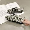 Cross Mirror Leopard Print Lace-up Flat Bottom Women's Autumn and Winter New Large Size Velvet Casual Shoes Women