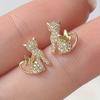 Elegant Cat Earrings Synthetic Zirconia Cute Animal Theme Jewelry Perfect for Women's Daily Wear and Party Gifts