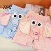 Elastische Taille Shorts Herren Pyjamahose Cartoon Elefant Dekor Lässig mit verstärkten Taschen Locker Paar Nachtwäsche Normale Passform