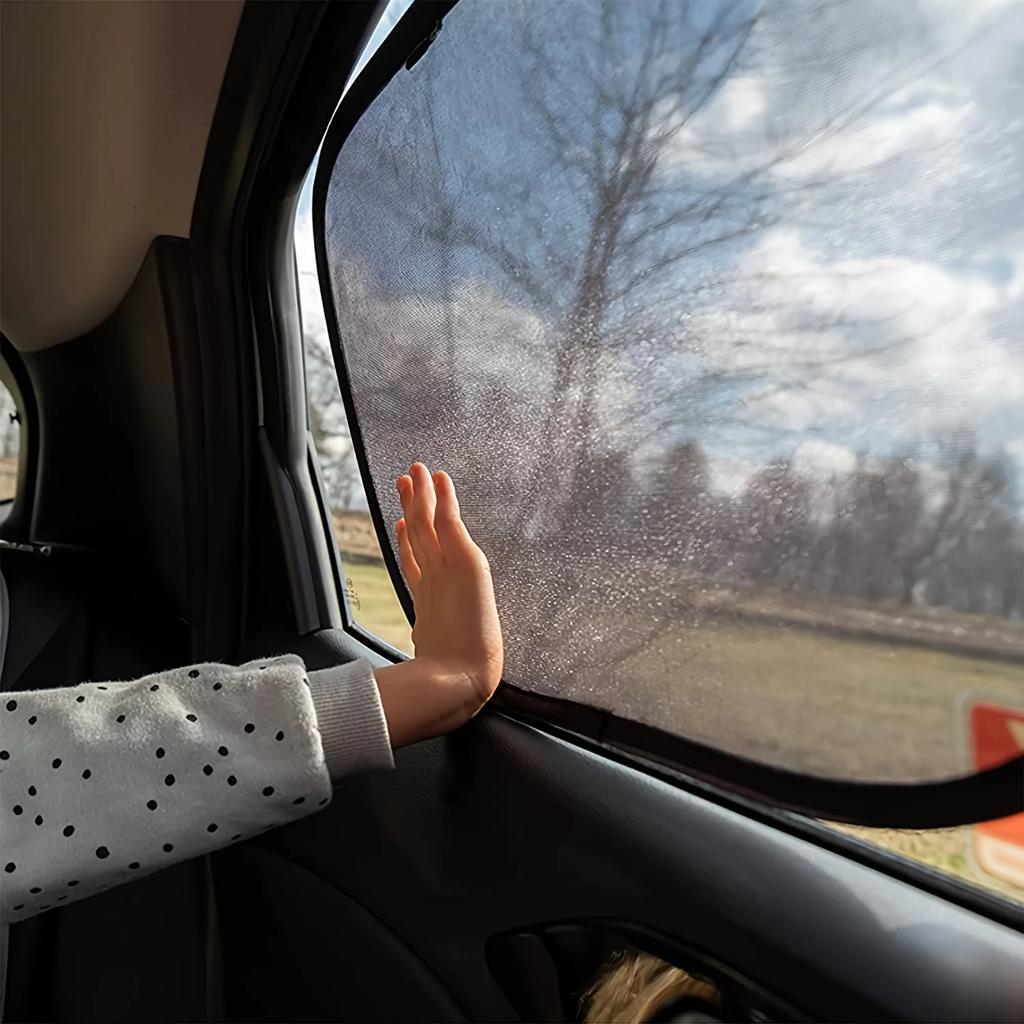 4 STÜCK UV-Schutz Auto-Sonnenblenden - Robuste Netzschilde mit Easy-Cling, Blendschutz & UV-Schutz für SUV-Seitenfenster