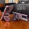 Applicable to iPhone17 swan holder, mobile phone case with diamonds, Apple 16proMax four corners anti-drop glitter protective case