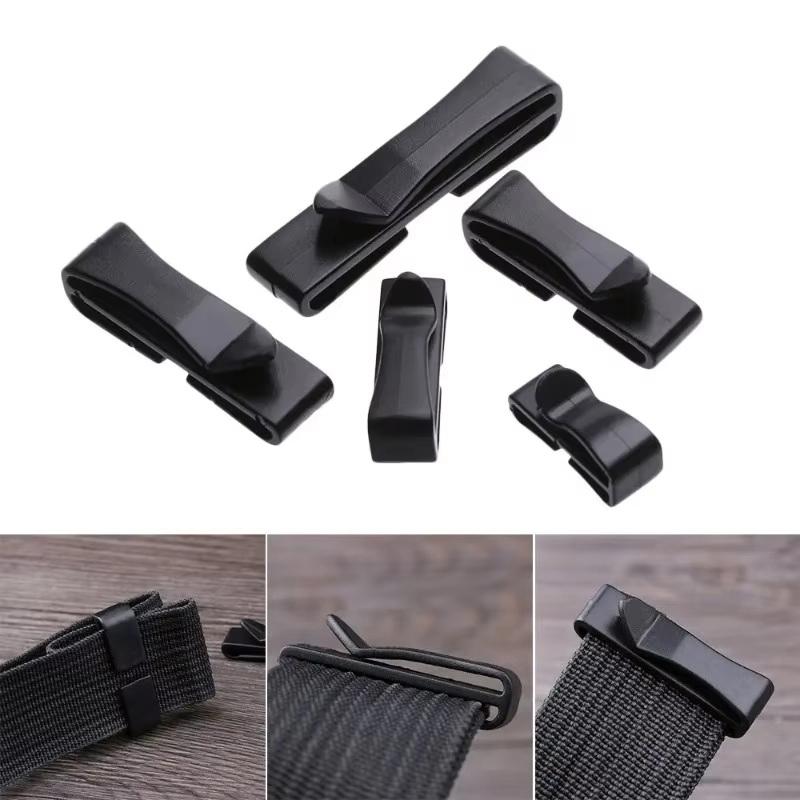 10Pcs/Pack Quick Slip Keeper Buckle End Clip Slider Black For Camping Hiking Backpack Adjusting Strap Webbing 20-51Mm