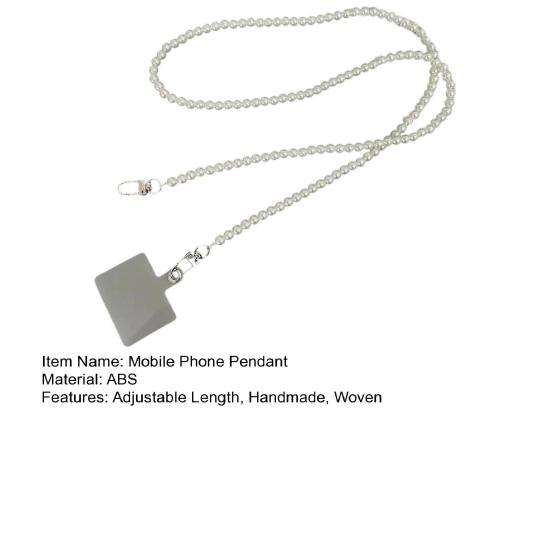 Mobile Phone Lanyard with Adjustable Chain Faux Pearl Beaded Crossbody Necklace Strap Anti-lost Wrist Strap for Phone Case Accessories
