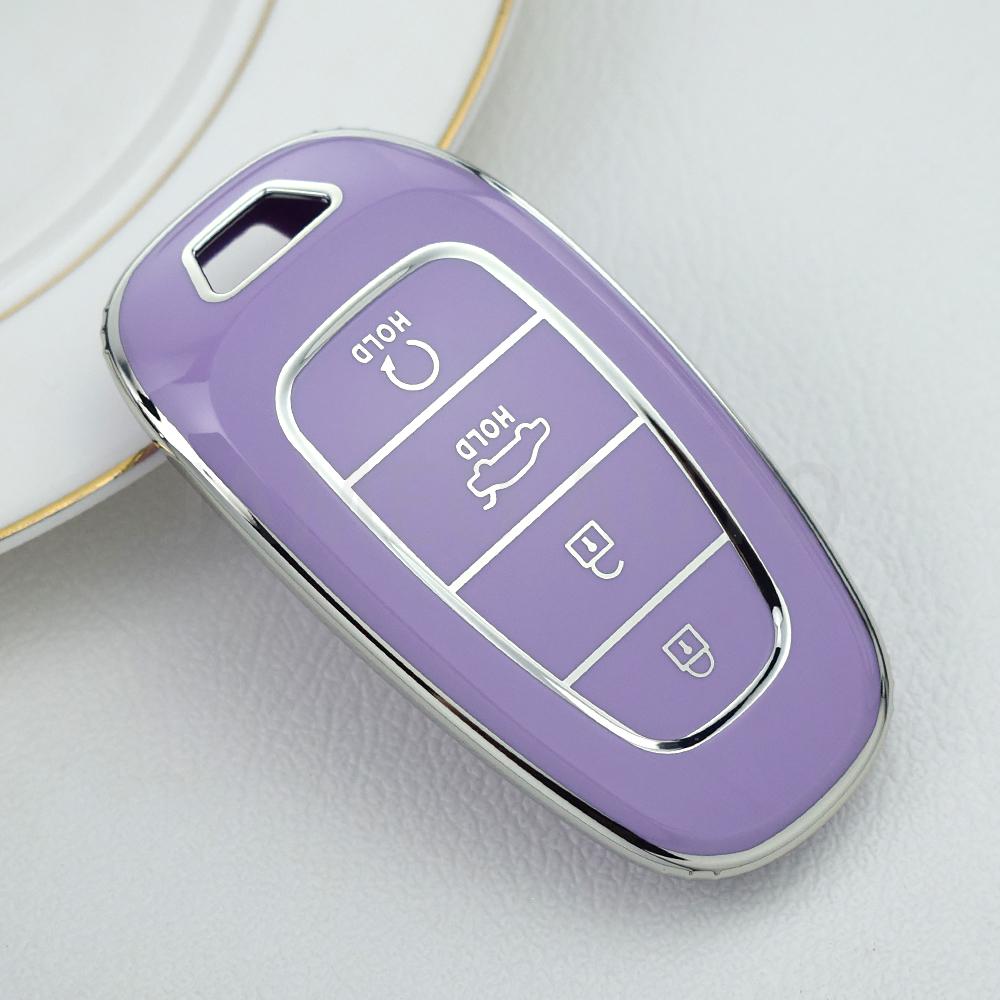 For Hyundai Santa Fe Tucson 2022 NEXO NX4 Atos Prime Solaris 2021 TPU Car Remote Key Case Cover 4 Button Auto Accessories