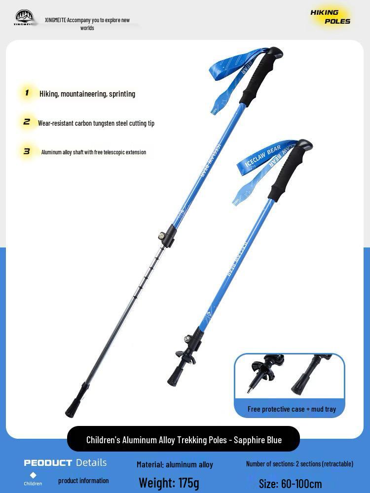 Kids' Folding Trekking Poles: Aluminum, Non-slip, Shock-Absorbing Design for Outdoor Hiking