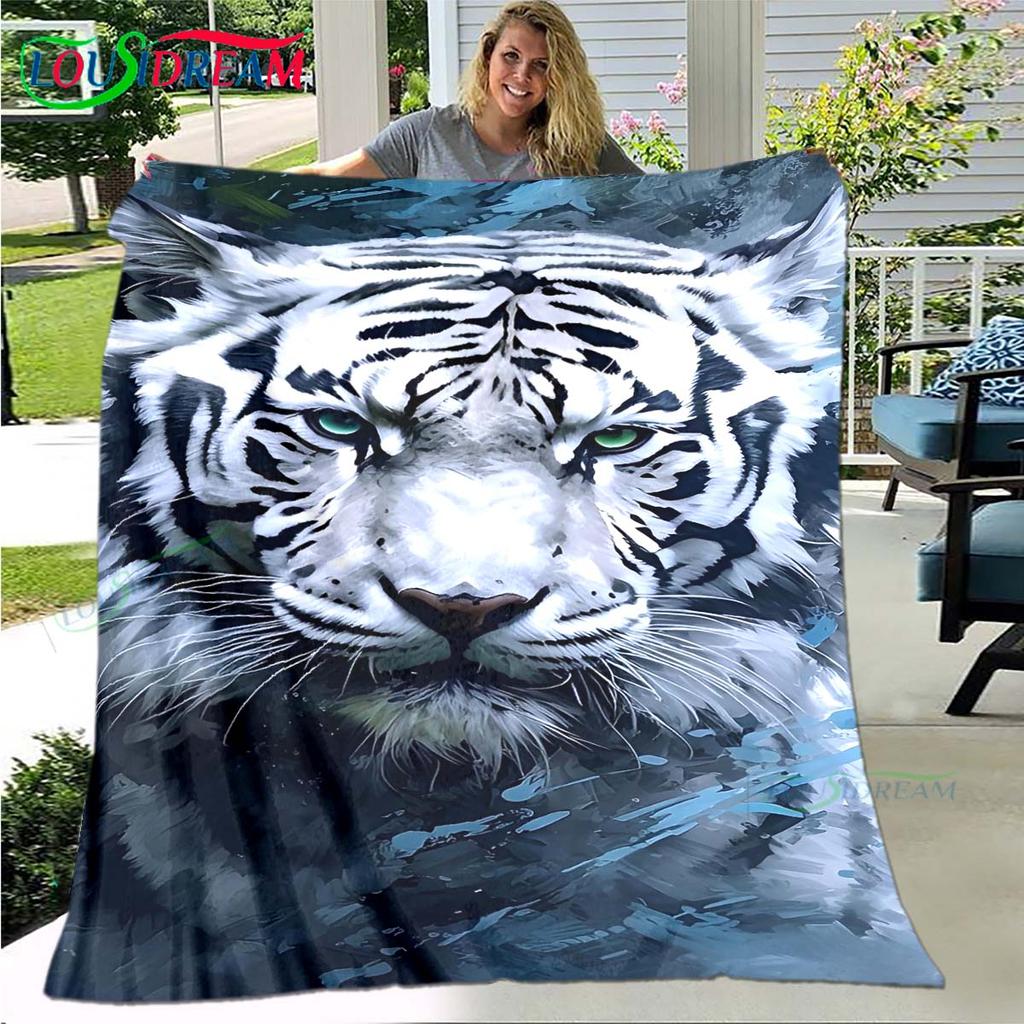Hot Tiger Painting Print Flannel Adult and Children Blanket Sofa Bed Decoration Blanket Portable Blanket Bath Towel Gift