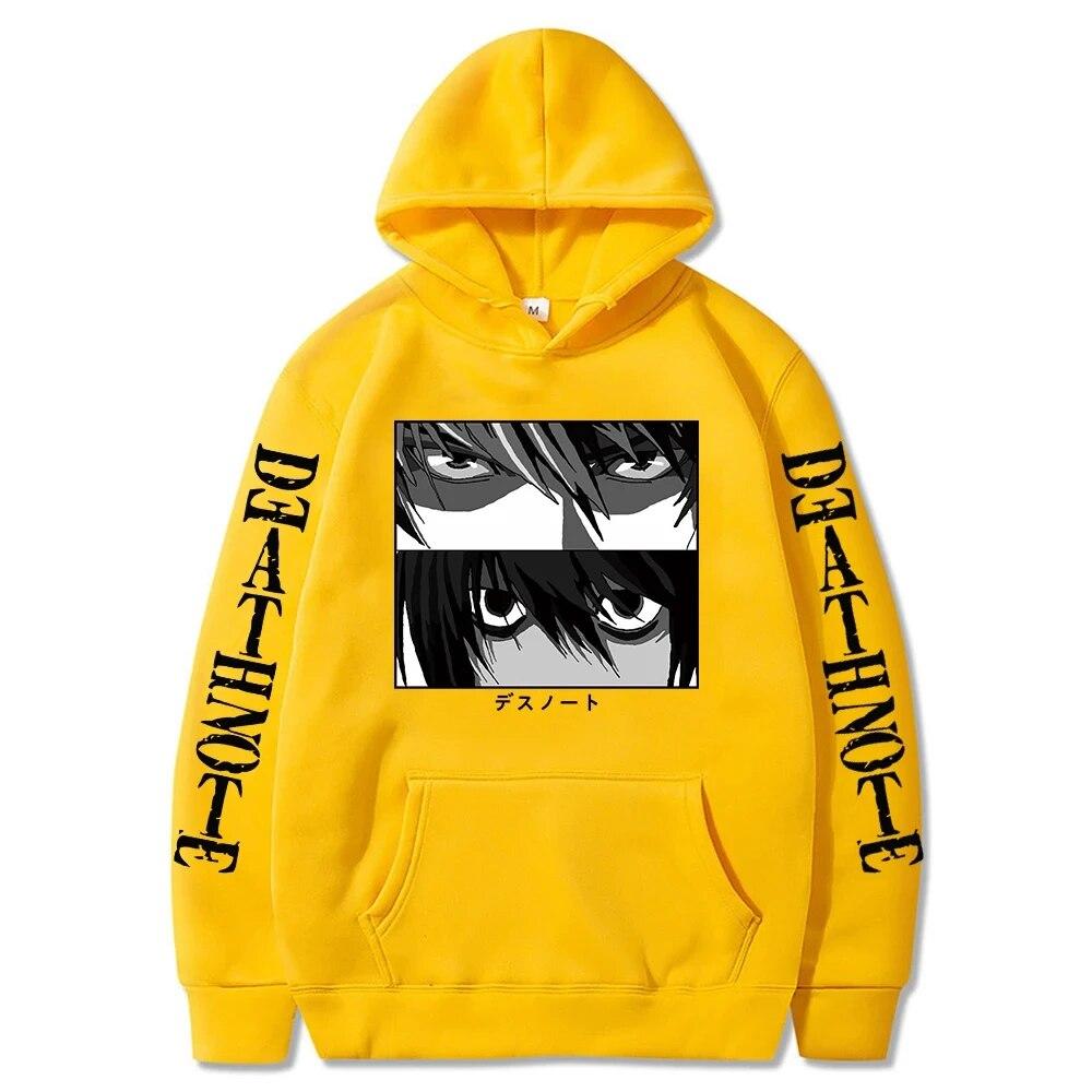 

Новые толстовки с капюшоном в стиле аниме «Тетрадь смерти» Kira L Lawliet Eyes с принтом унисекс, женская толстовка с капюшоном, пуловеры, одежда унисекс в стиле Харадзюку 4XL