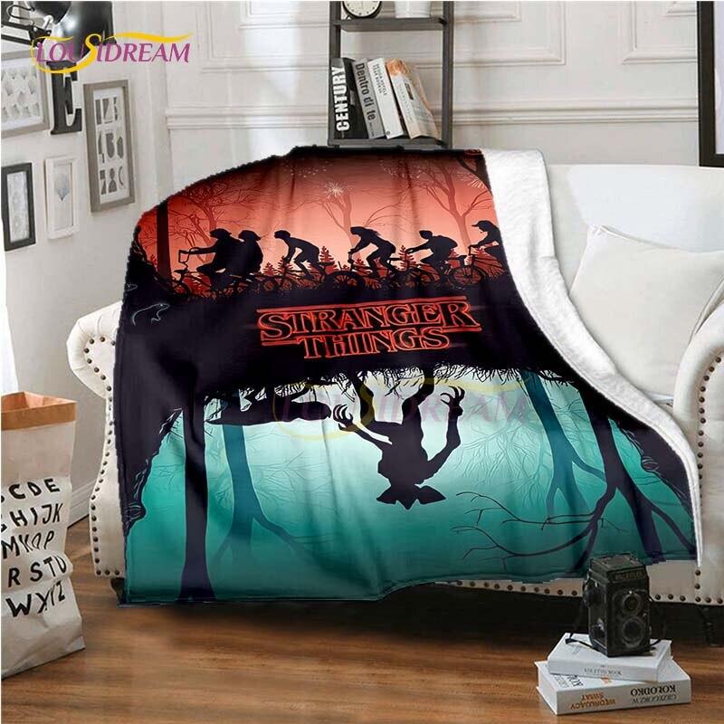 Hot Netflix Movie Stranger Things Blankets for Beds Soft Flannel Blanket Queen Size Home Decor Bedding Cover Kids Gift Picnic