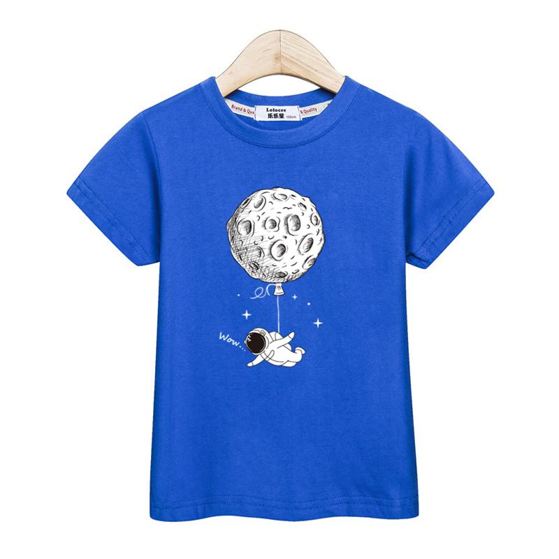Astronaut New Cartoon T-shirt Boys Summer Shirt Children Short Sleeved Tops Spaceman Clothes