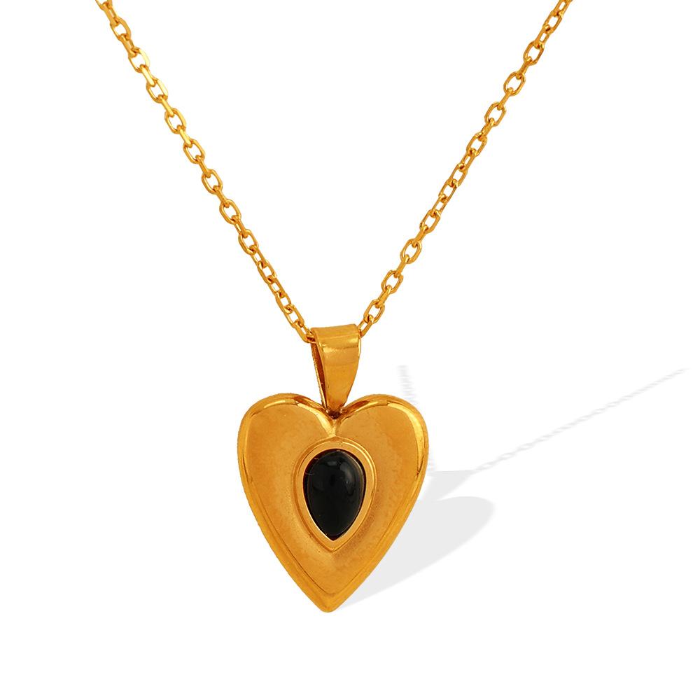 Korean Love Pendant Item Stud Earrings Necklace Women'S Collarbone Chain Niche Design Set