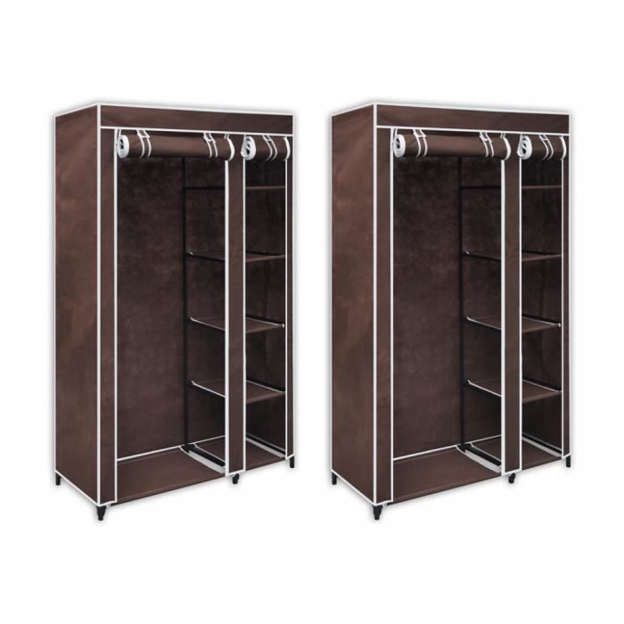 VidaXL Garde-robe en tissu 2 pcs Marron