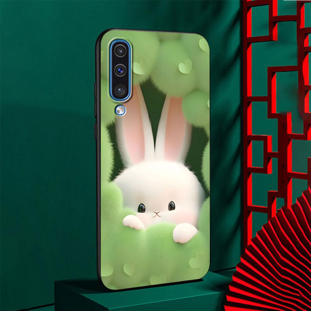 A Cute Rabbit With A Purple Hat Case for Samsung Galaxy A10s A50 A50s A02s A03s A20 A30 A20e A70 A70s A20s A30s A10 Black Cover Samsung A20e
