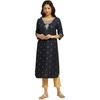 W For Woman Blue Floral Printed Straight-Long Kurta with Metallic Embroidery