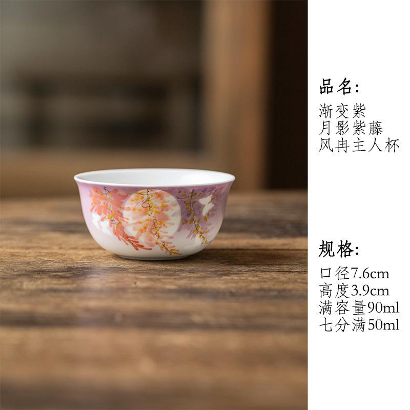 

80ml Gradient Purple Ceramic Teacup Pure Hand-painted Window Moon Shadow Personal Tea Bowl Wisteria Master Cup Kung Fu Teaset As your choose