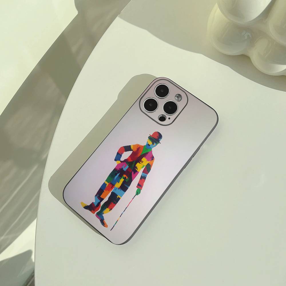 C-Charlie Chaplin Phone Case For iPhone 17,16,15,14,13,12,11 Pro Max, Lightweight and practical Soft Black Cover