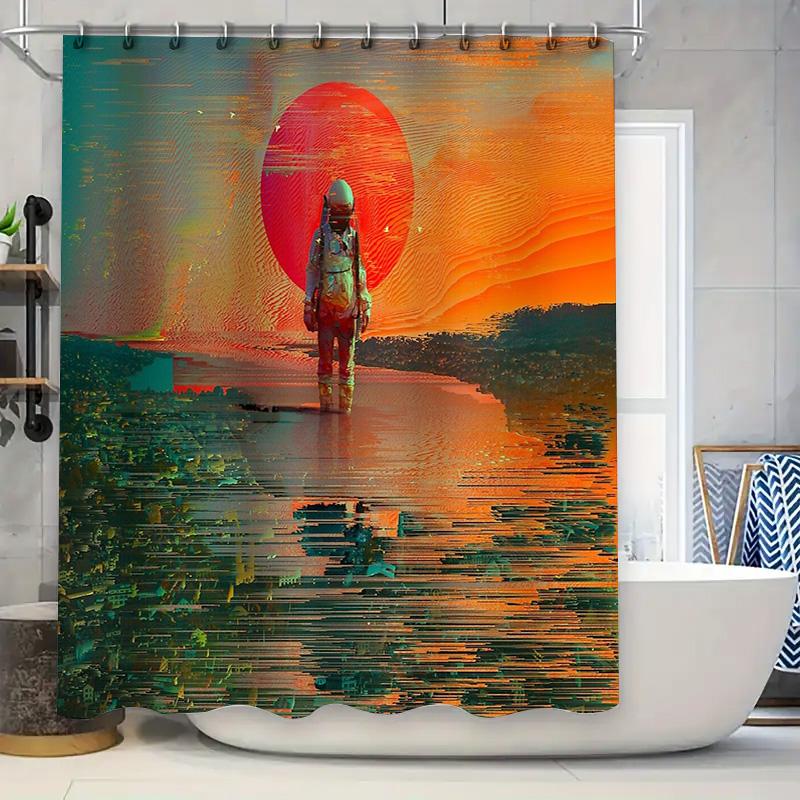

Space Explorer Shower Curtain Galaxy Universe Pattern Bathroom Decor Modern Art Sci-Fi Home Decor Gift Ideas Celestial Wall Art W60H190(CM)-1 Pcs