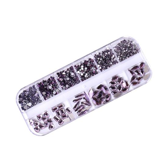 

1 Set 12 Grids Nail Art Rhinestone Kit Assorted Shape Glass Flatback Rhinestone DIY Nail Design Crafting Decoration Fake
