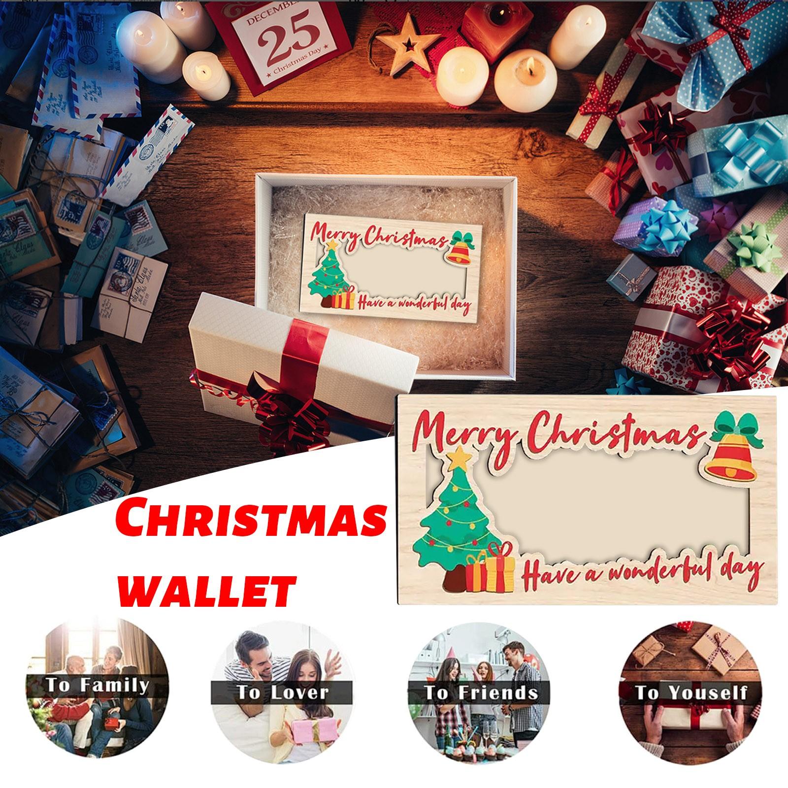 

Рождественский деревянный держатель для денег, креативная праздничная поздравительная открытка, органайзер для денег, подарок ручной работы и аксессуар для домашнего декора One Size