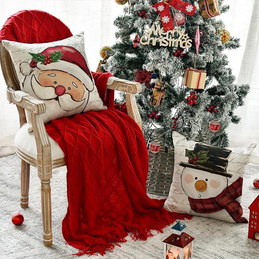 New Christmas Linen Pillowcase Cover - Home Decor Cushion