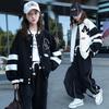 Mädchen Kontrast Alphabet Einreihige Sweat Varsity Jacke+Kordelzug Sweatpant Set Schulkinder Trainingsanzug Kinder Outfit 3-14 Jahre