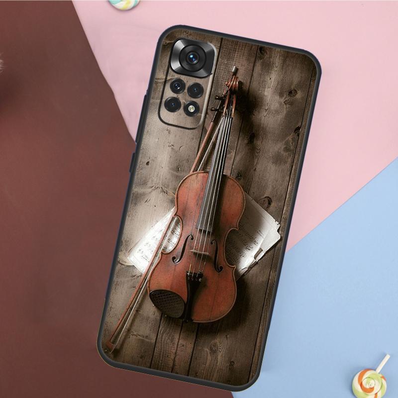 Cool Music Violin Cover For Xiaomi Redmi Note 13 Pro 14 12 11 9 10 9S 10S 11S 12S Redmi 10C 12C 13C 14C Case