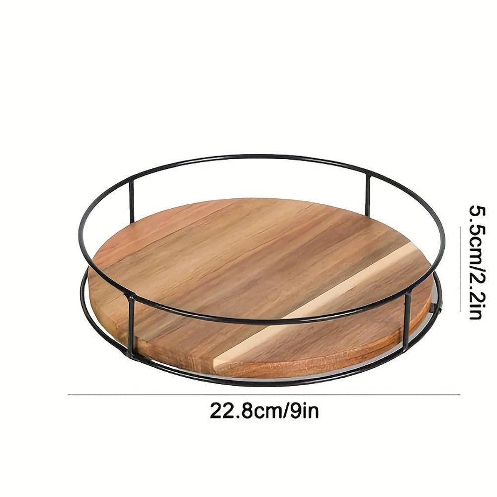 360 Degree Rotating Wooden Turntable Organizer Large Capacity Convenient Spice Jar Storage Tray Versatile Space Saving