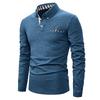 Spring and Autumn New Men's Casual Plaid Stitching Fashion POLO Shirt Long Sleeve Top