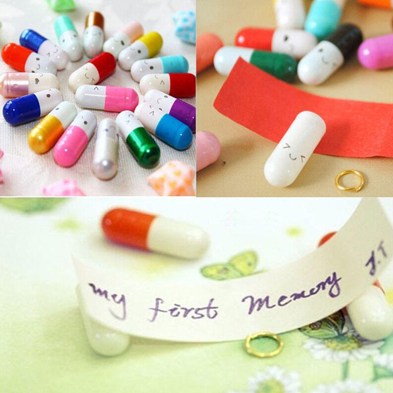 50 Pcs Message In A Bottle Capsule Letter Cute Love Friendship Half Color Pills