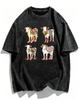 Premium Acid Wash Graphic Tshirt Vintage Washed Cow Print Tee Retro Grunge Style Top High Quality Casual Streetwear Clothing
