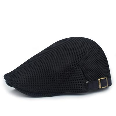 Mesh Solid Color Beret Hollow Adjustable Men'S Breathable Cap Women'S Outdoor Retro Forward Hat