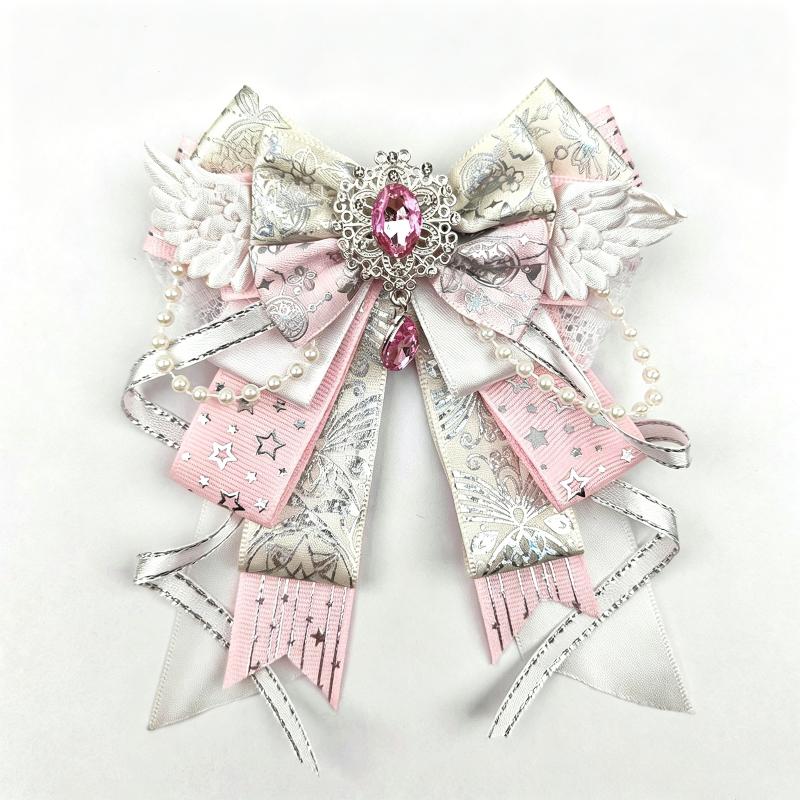 3D Rhinestone Wing Bow Ornament Sparkly Handmade Ribbon Decor for DIY Gift Wrapping Clothing Hair Accessories