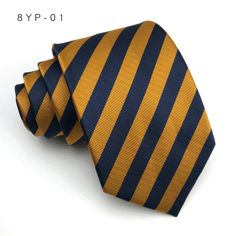 Wholesale 8CM Men s Necktie Classic Ties For Man Wedding Business Party Polyester Stripes Striped Jacquard Ascot Accessories